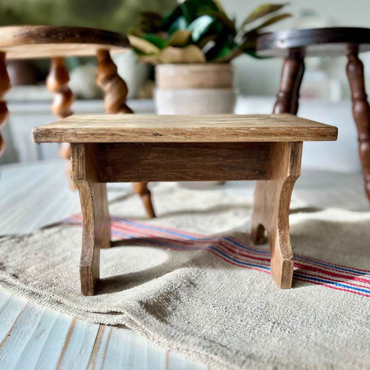 Vintage Primitive French Wooden Milking Stool