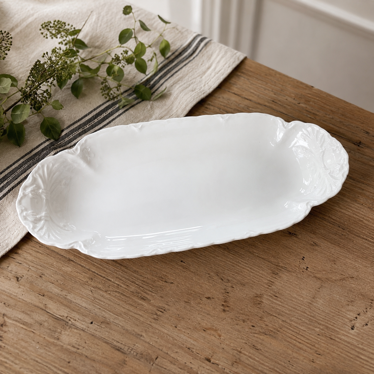 Vintage French White Porcelain Serving Platter – H & C France