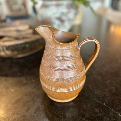 Vintage French Stoneware Pitcher — Puisaye, Burgundy