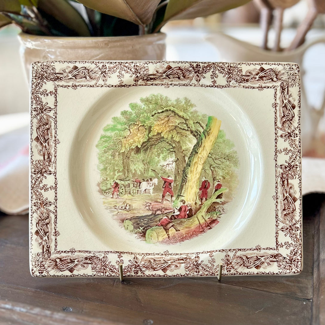 Vintage English Biarritz Transferware Plate – Royal Staffordshire “Rural Scenes”