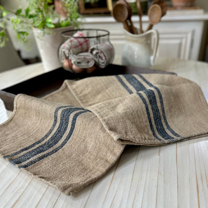 French grain sack with traditional blue stripes