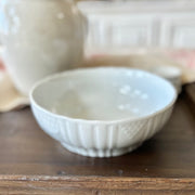 Antique European White Ironstone Serving Bowl with Embossed Detail