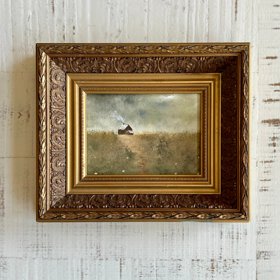 Original Countryside Study in ornate vintage frame