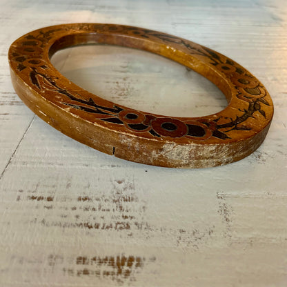 Pair of hand painted wooden oval frames