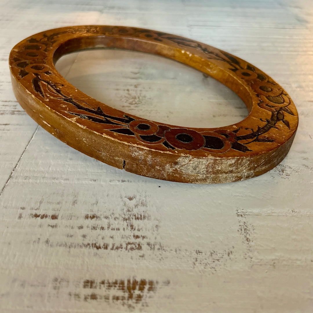 Pair of hand painted wooden oval frames