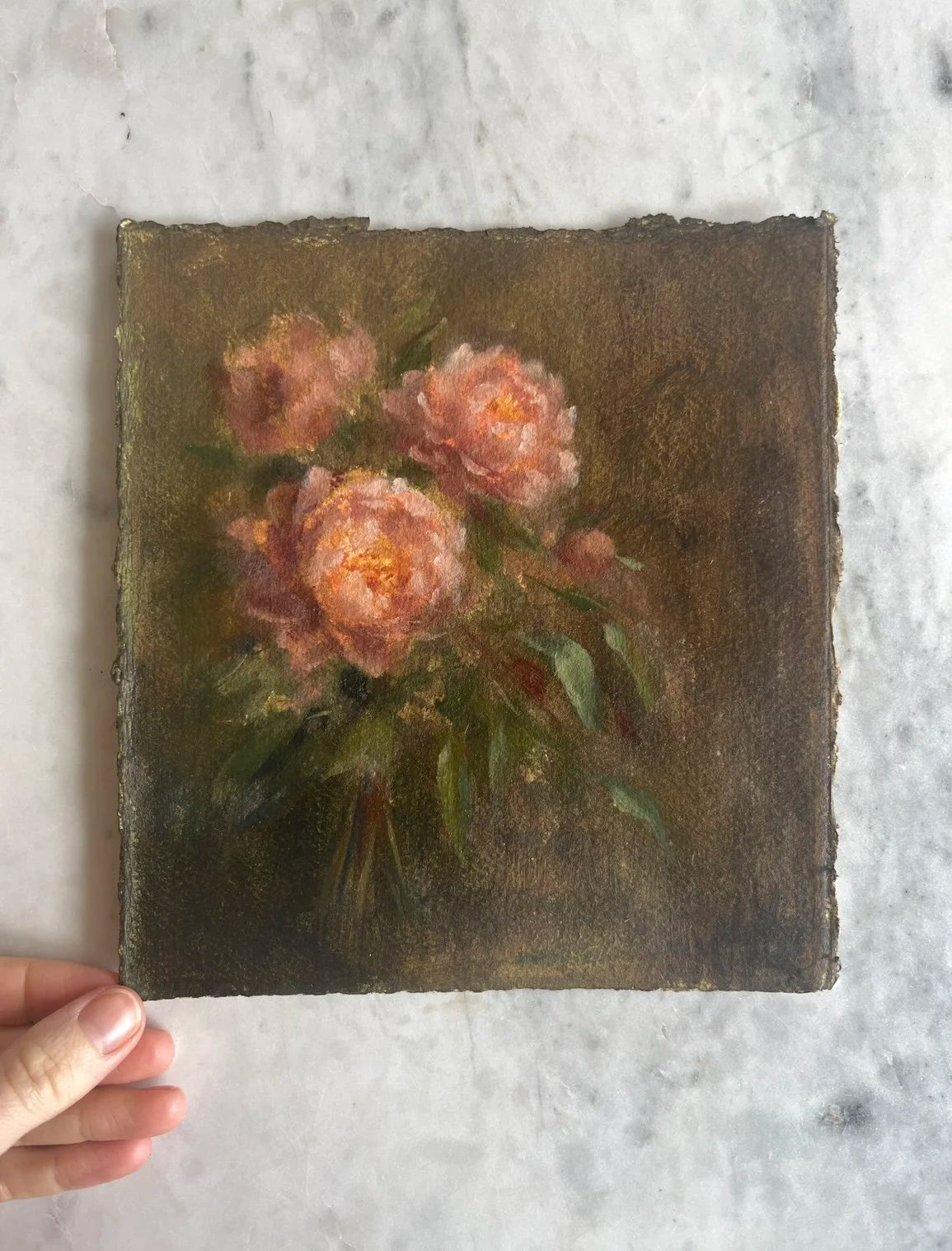 Plum Peony- original oil on paper by Alicia Cook