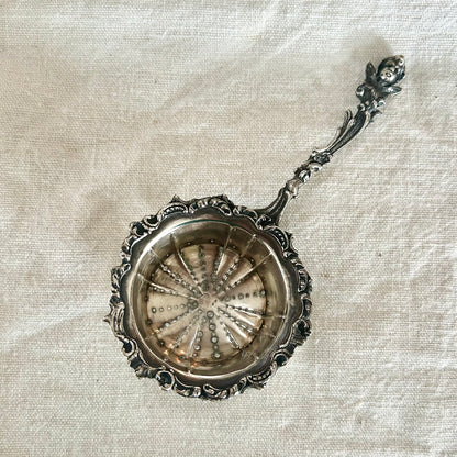 antique silver tea strainer