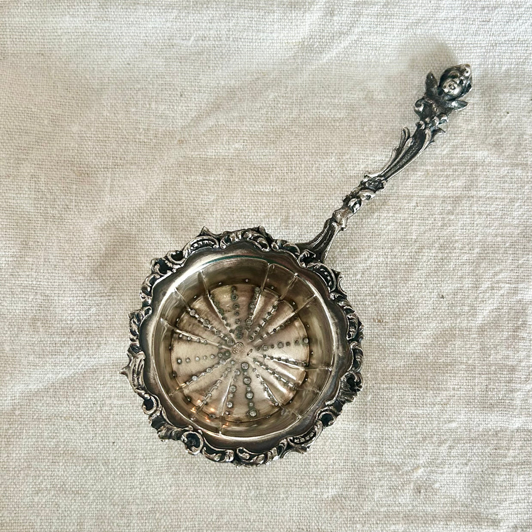 antique silver tea strainer