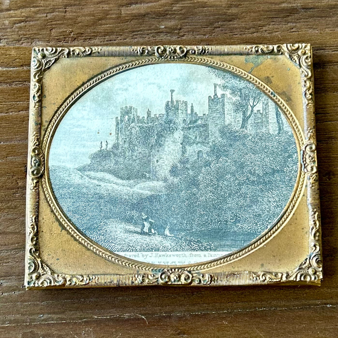 Victorian Brass Framed Castle Engraving