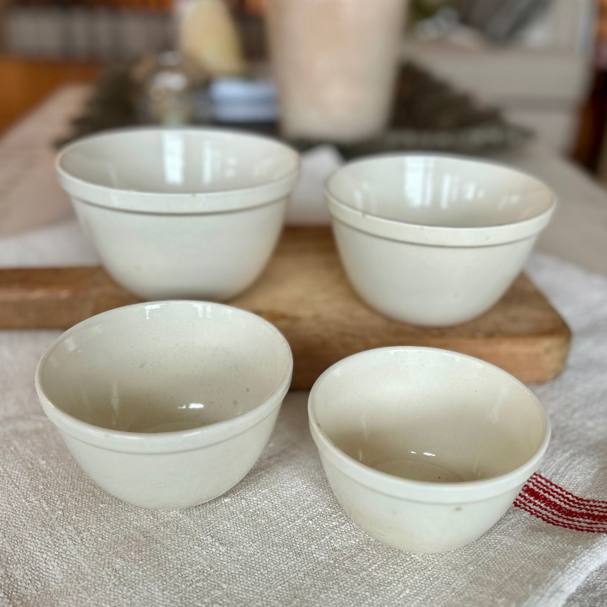 Vintage Ironstone Pudding Bowls (Set of 4)