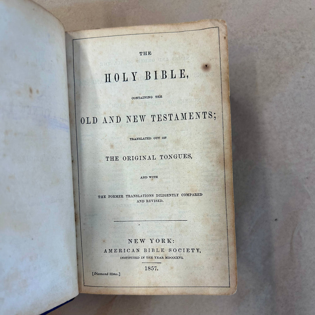 Antique 1857 American Bible Society Pocket Bible