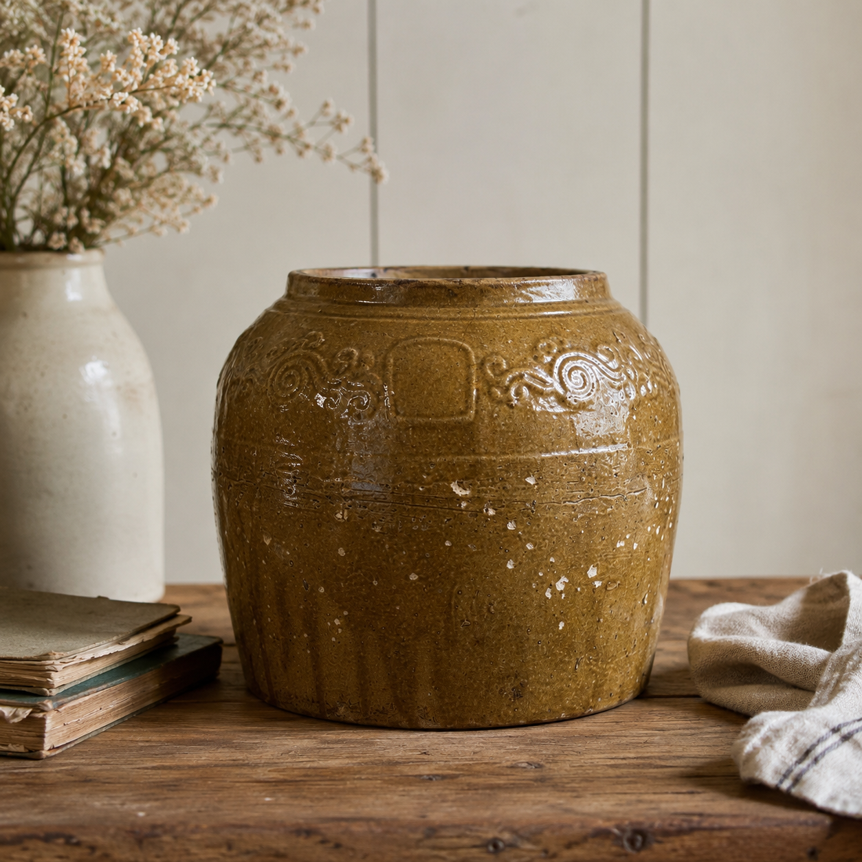 Antique European Glazed Stoneware Storage Jar
Circa 1880–1910