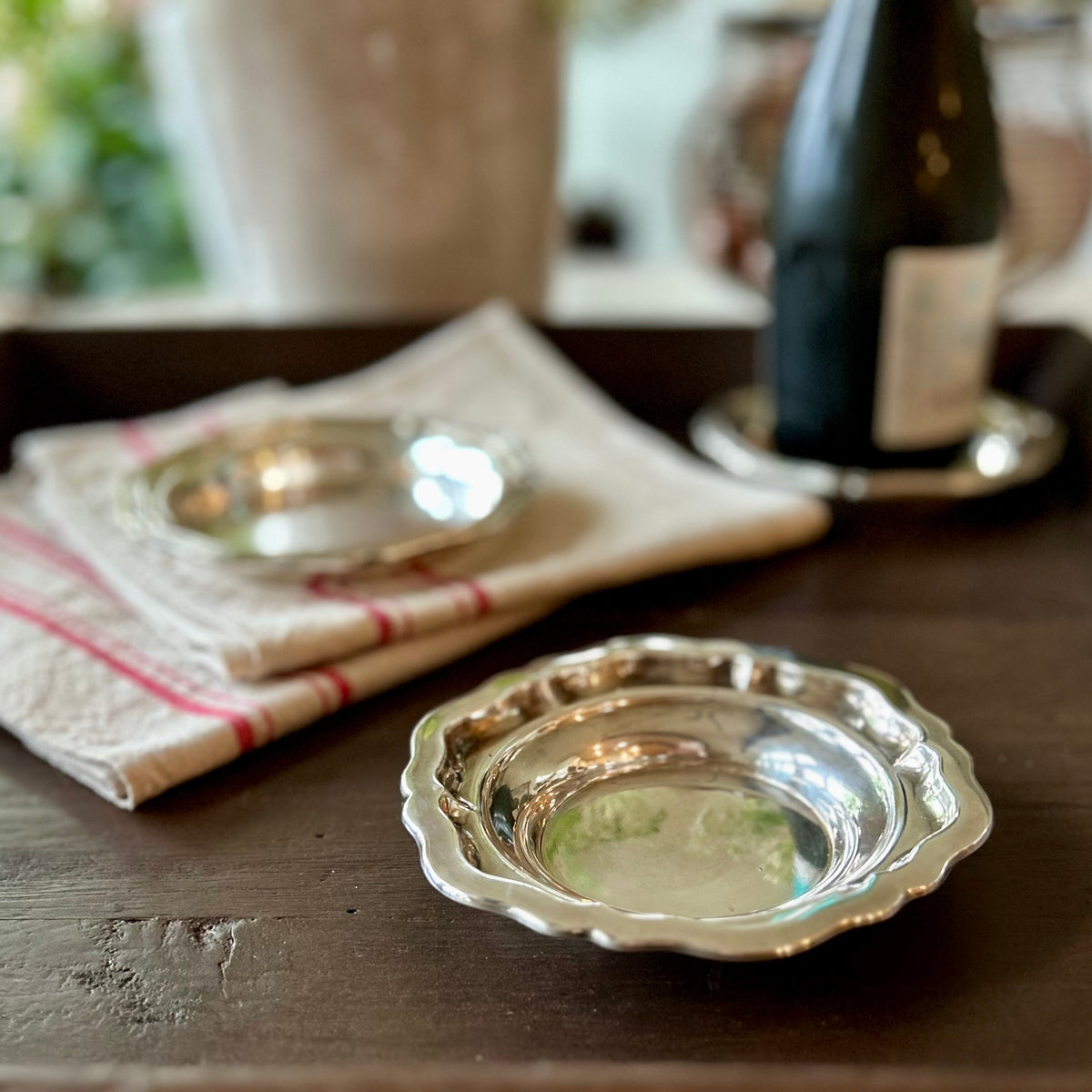 Vintage French Silver-Plated Wine Bottle Coaster