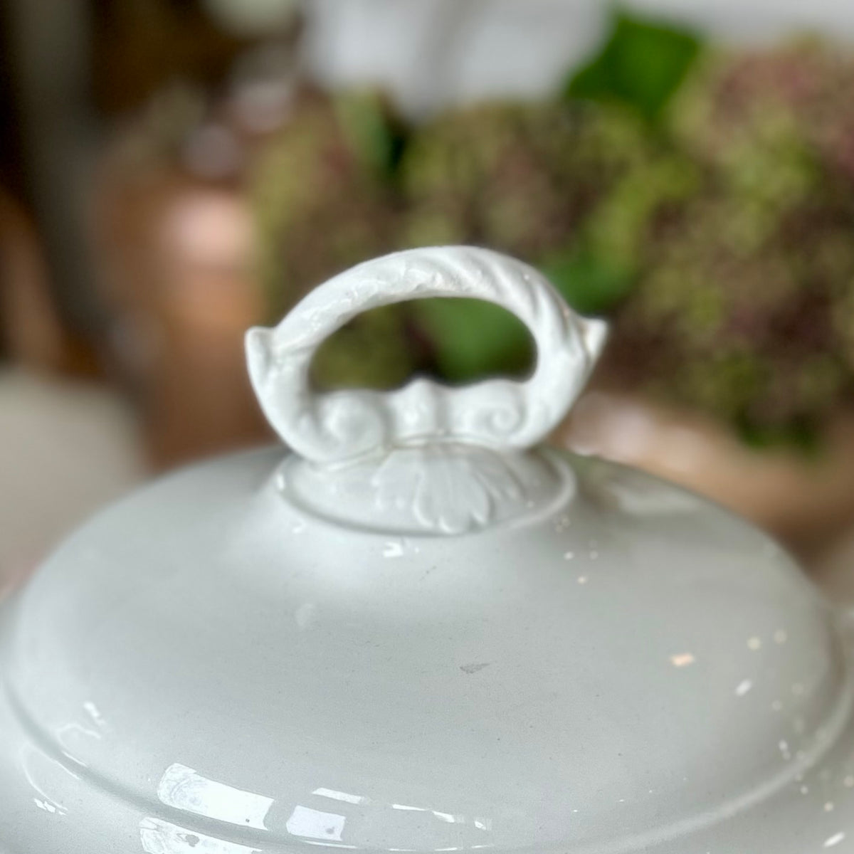 Antique French White Ironstone Pedestal Tureen with Lid & Ladle Circa 1880–1920