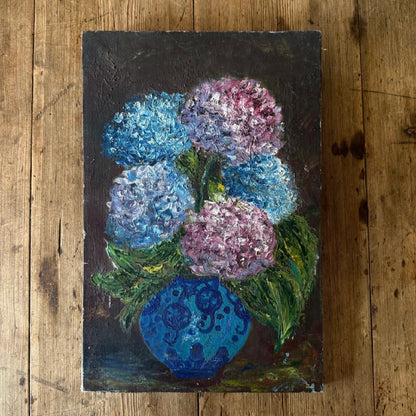 French antique Hydrangeas oil on canvas