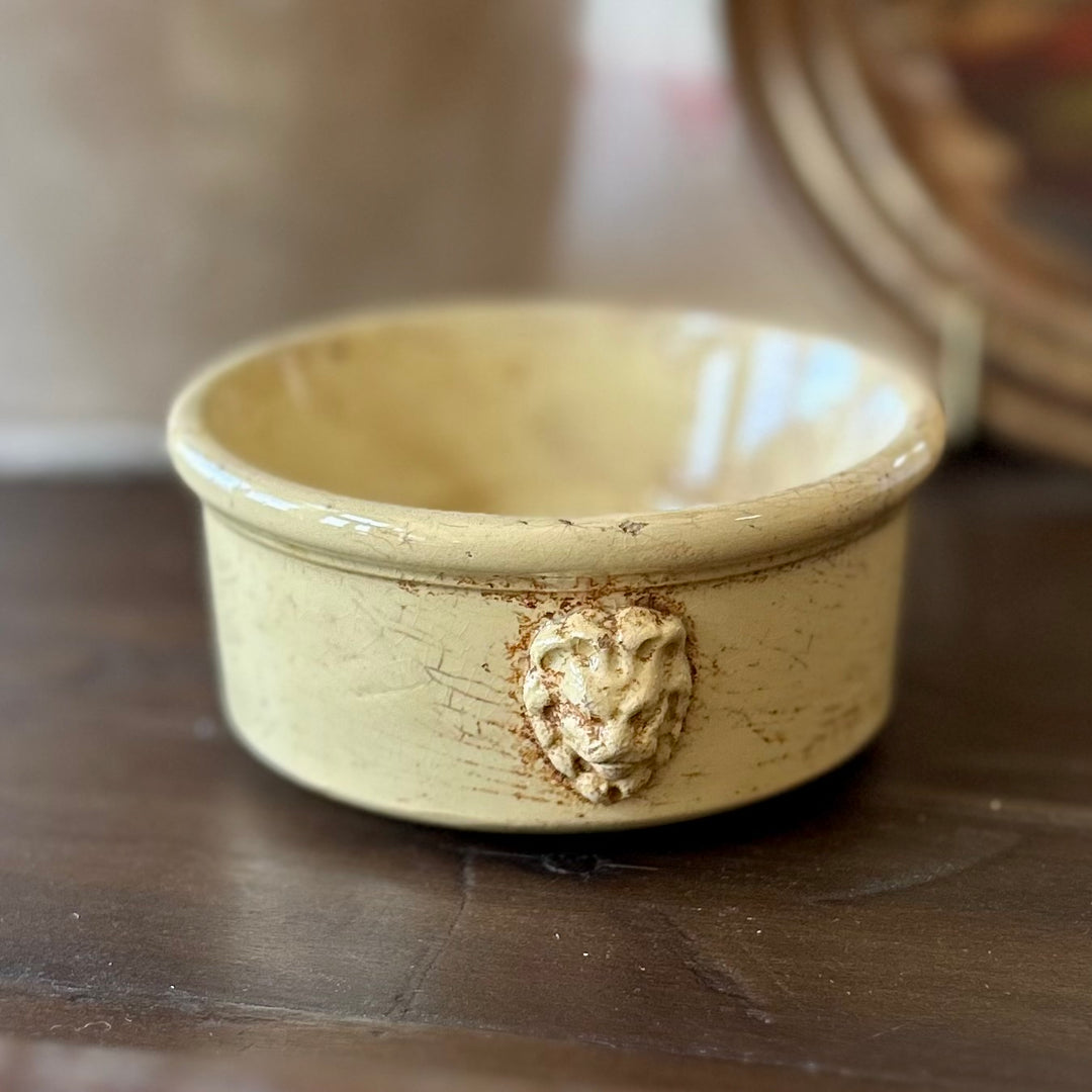 Antique Sarreguemines Lion-Head Ramekin