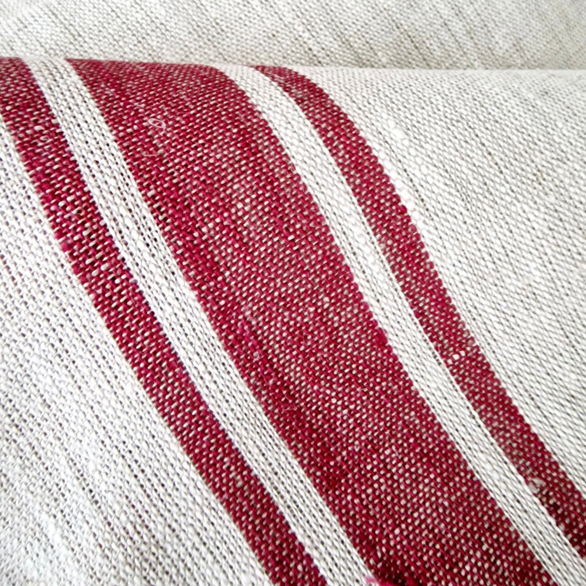 Heavy weight linen fabric - red stripes
