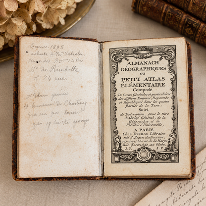 18th Century French Leather-Bound Geographical Almanac