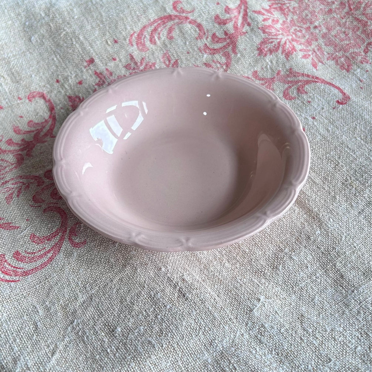 Pair of Vintage Pink Ironstone Bowls (Mismatched, Made in England)