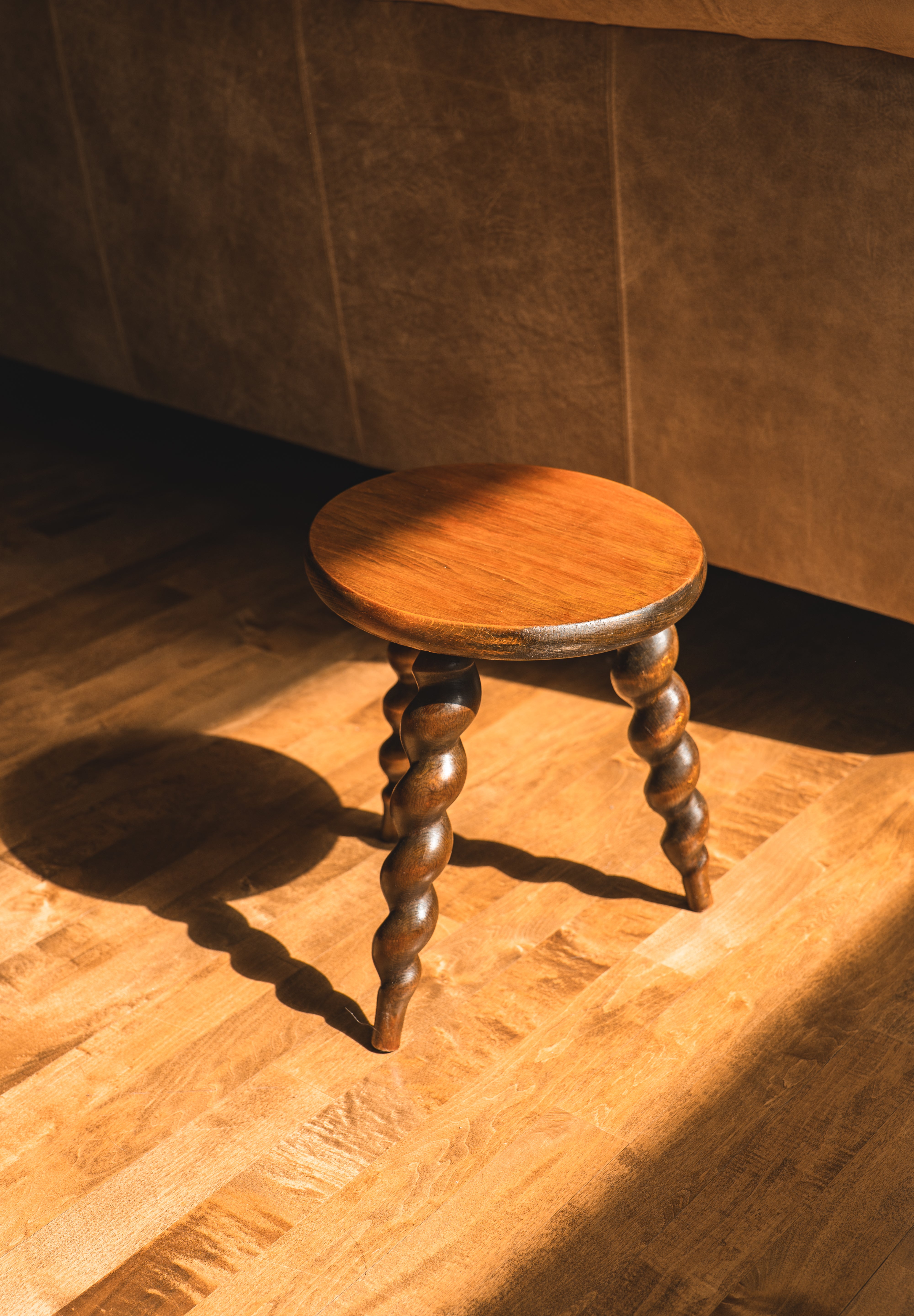 Antique French Stool with Barley Twist Legs