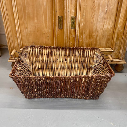 Antique French Gathering Basket with Wooden Handles
