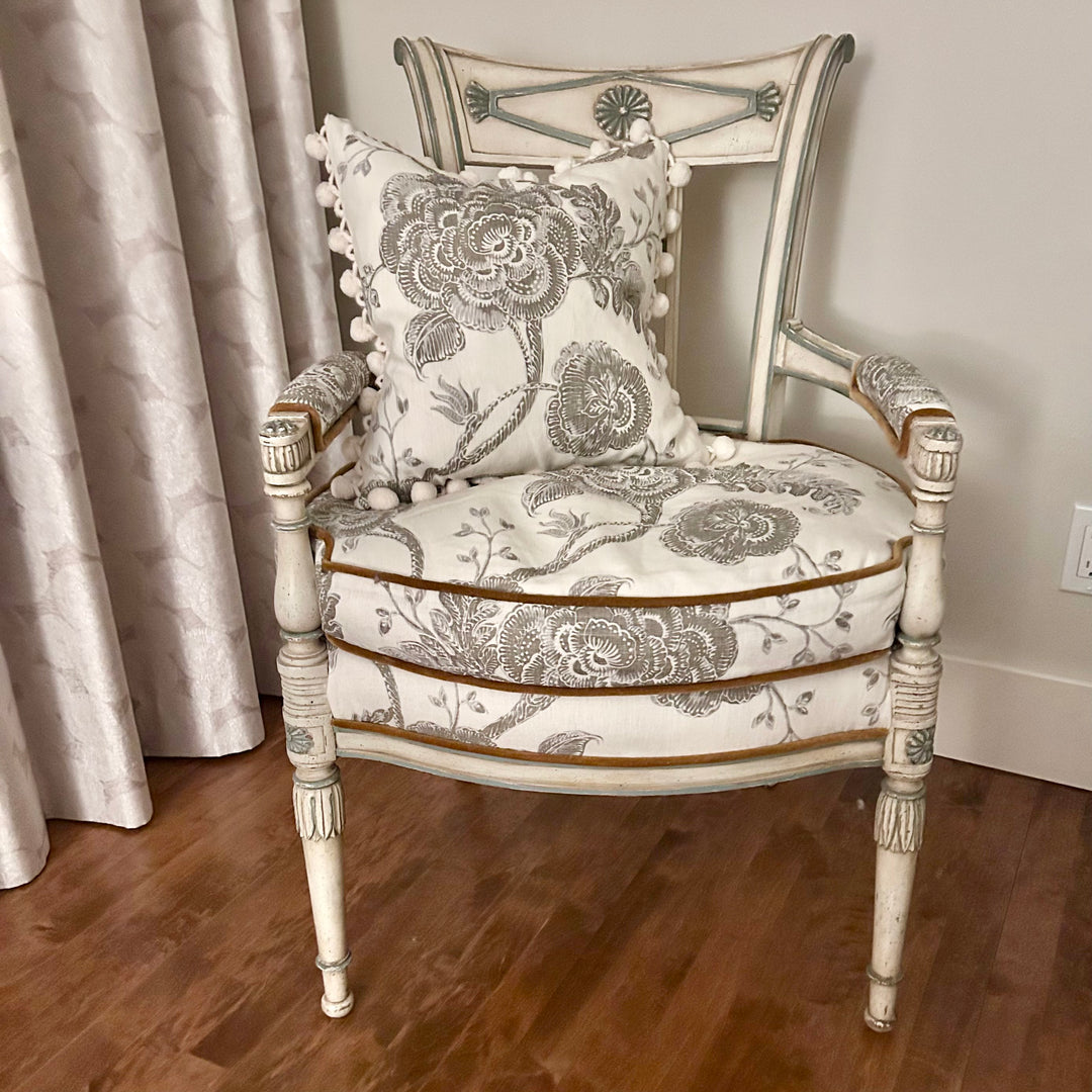 French-Inspired Louis XVI Style Accent Chair with Down-Filled Cushions