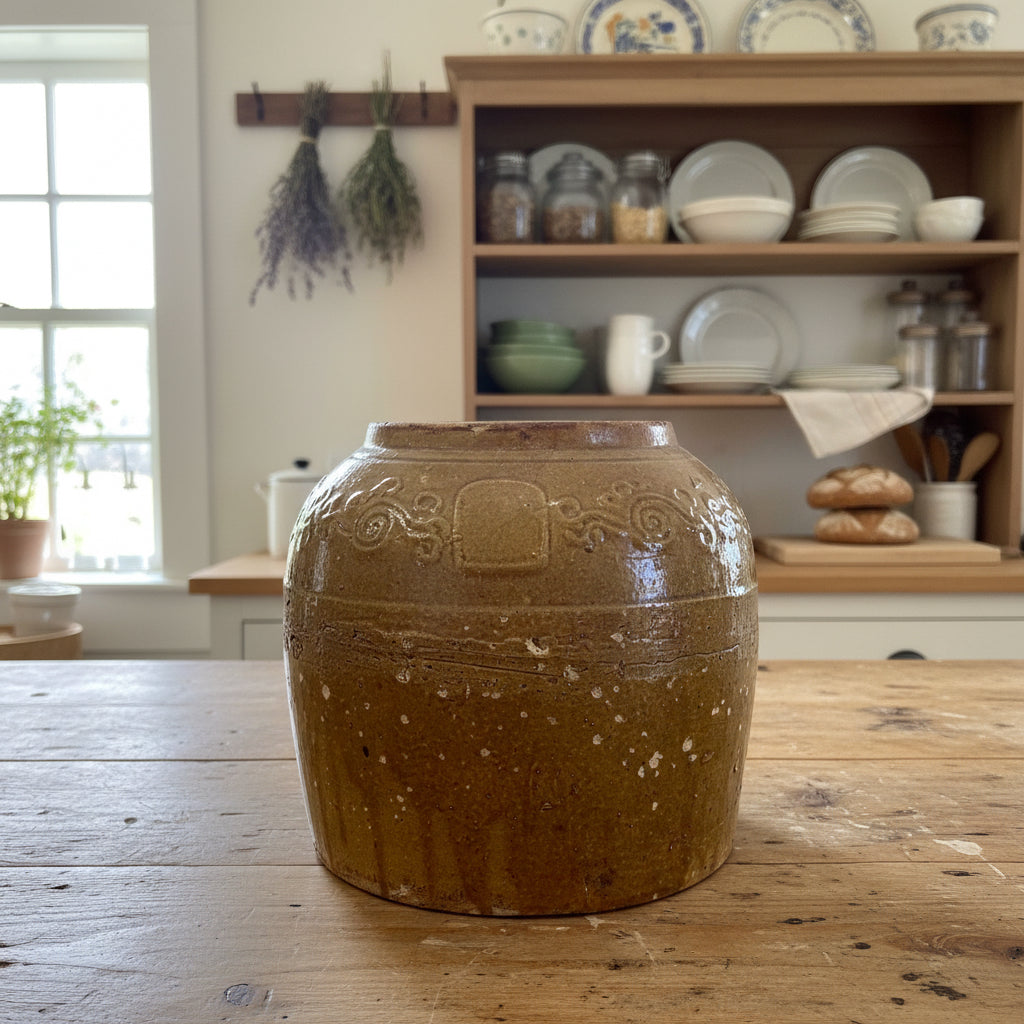 Antique European Glazed Stoneware Storage Jar
Circa 1880–1910