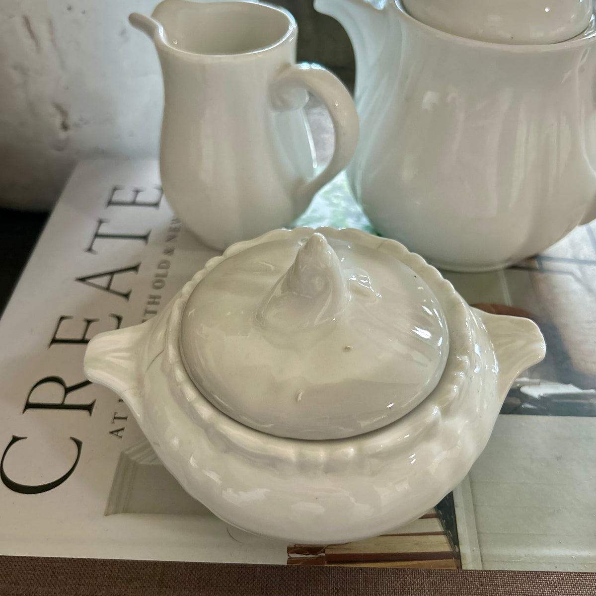 Petite Vintage Ironstone Sugar Bowl
