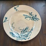 Antique French Faïence Plate with Dragonfly & Wheat Motif