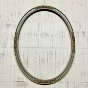 Antique Oval Painted Frame — Blue & Gilt with Floral Cartouches