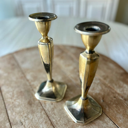 Antique Jennings Brothers Quadruple-Plate Candlesticks, c. 1910