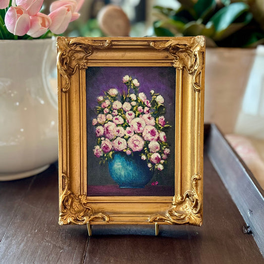 Peonies in Blue Vase - Original Floral by Nadia Pajak