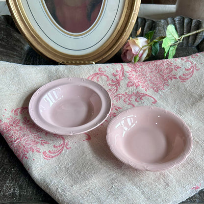 Pair of Vintage Pink Ironstone Bowls (Mismatched, Made in England)