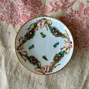 Petite French Porcelain Dish with Raised Cherubs and Floral Garland