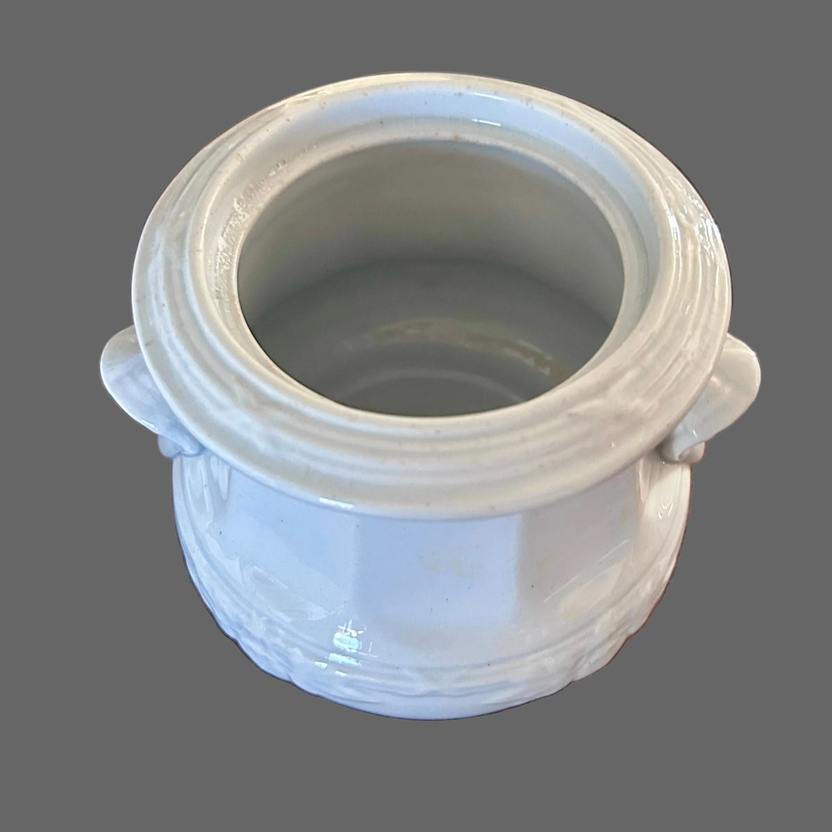 Antique J. Wedgwood Ironstone Covered Sugar Bowl
England, Circa 1880–1900