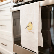 Goldfinch French linen tea towel