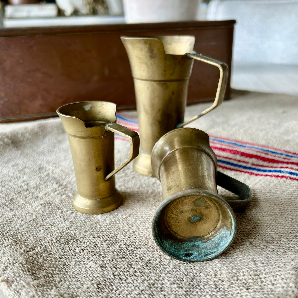 Antique 19th Century Graduated Brass Measures (Set of Three)