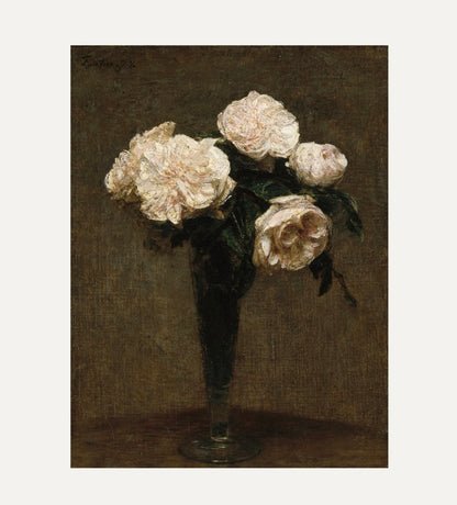 FRAMED FINE ART PRINT - BOUQUET WHITE FLOWERS