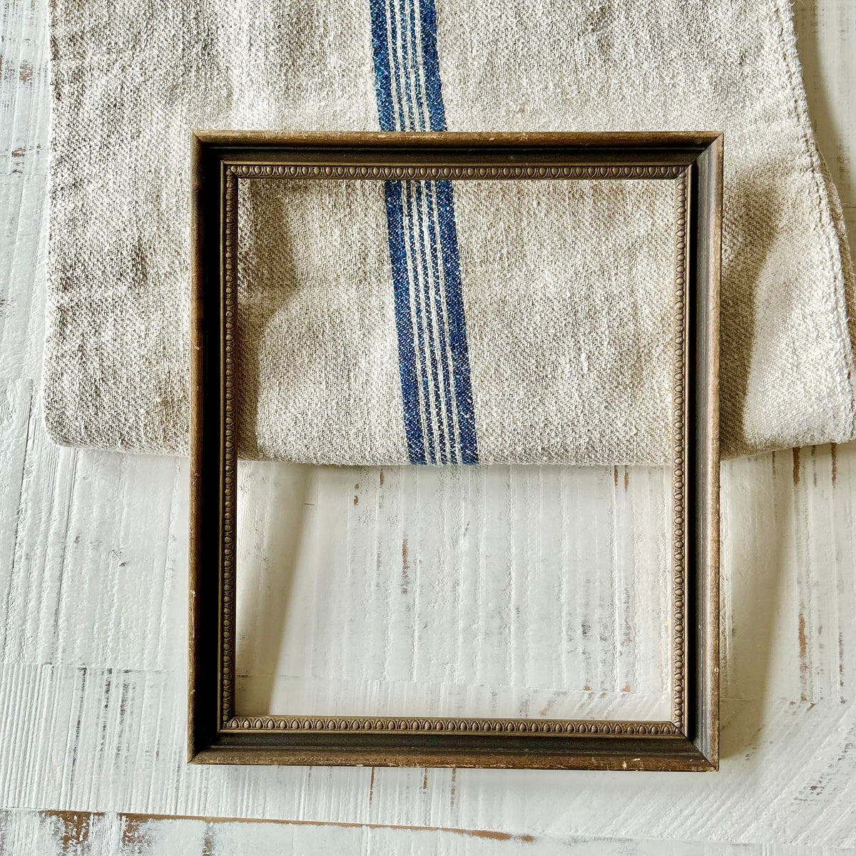 Antique Brass-Toned Beaded Frame