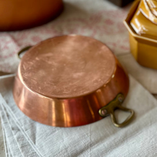 Petite French Copper Pan with Brass Handles
Mid-20th Century