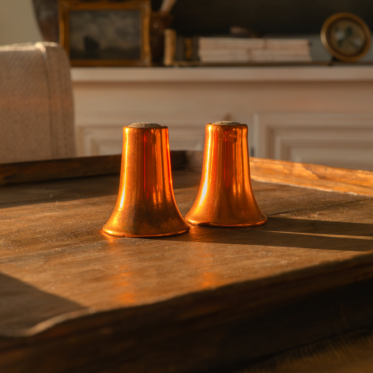 Vintage copper salt & pepper shakers