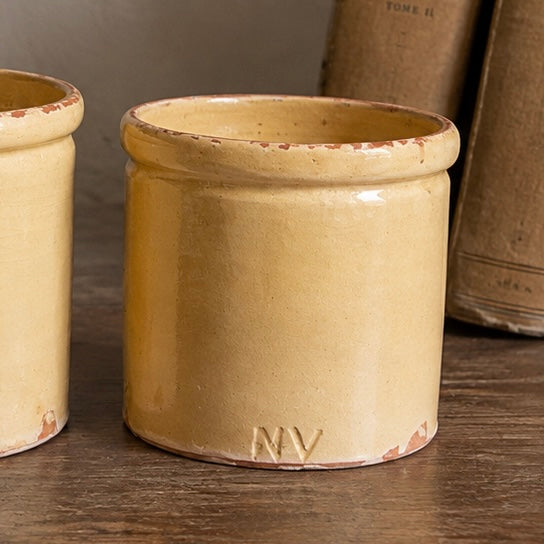 Antique French Yellow Ware Pot | 19th Century