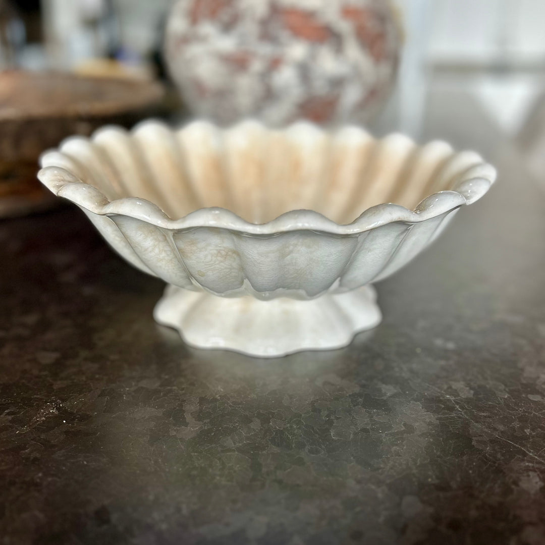 Antique English ironstone pedestal bowl