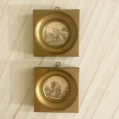 Antique Neoclassical Prints in Gilt Wood Frames (Pair)