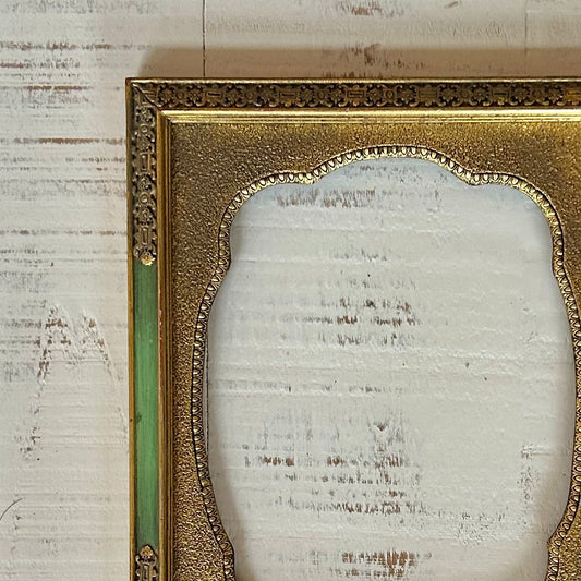 Vintage wood frame with gilt detailing & verdigris green accents