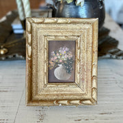 Petite Oil on Canvas Still Life in Antique Gilt Frame