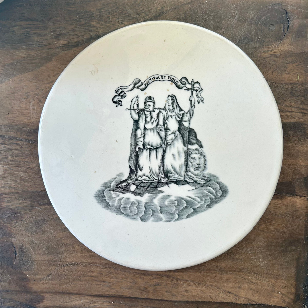 19th-Century French Faience Allegorical Plate