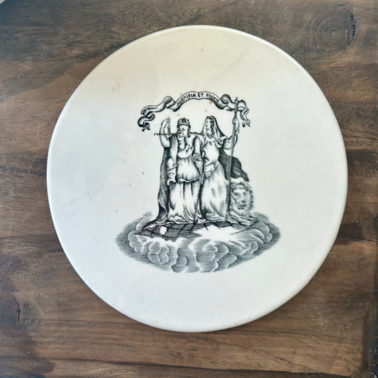 19th-Century French Faience Allegorical Plate