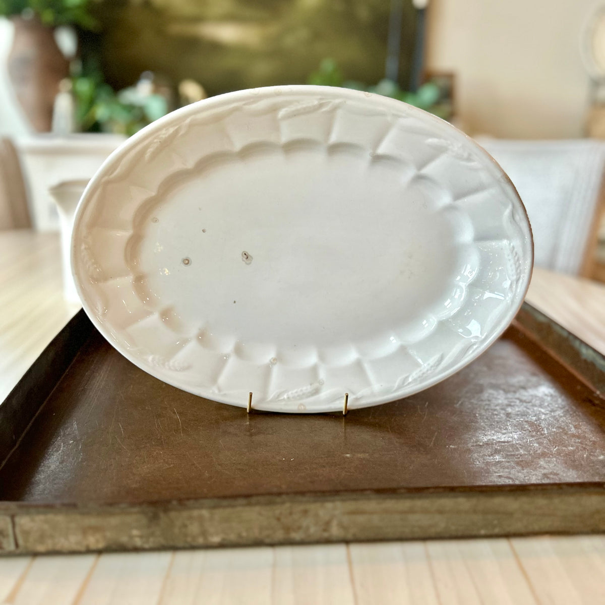 Antique English Ironstone Oval Platter — W. & E. Corn, Burslem