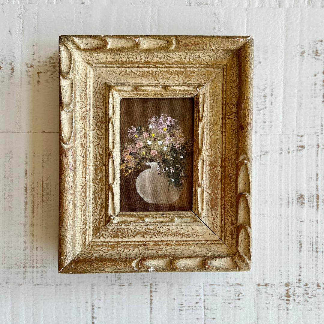Petite Oil on Canvas Still Life in Antique Gilt Frame